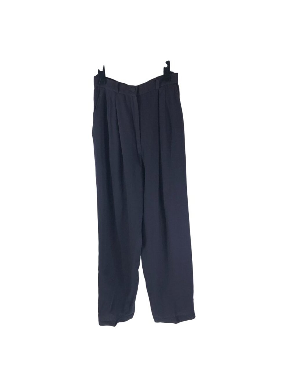 Eileen Fisher Navy Blue Wool Pleated Wide-Leg Pants S USA Made Vintage 80s 90s